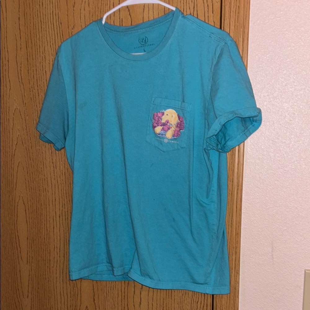 Blue Shirt with Pocket dog Design